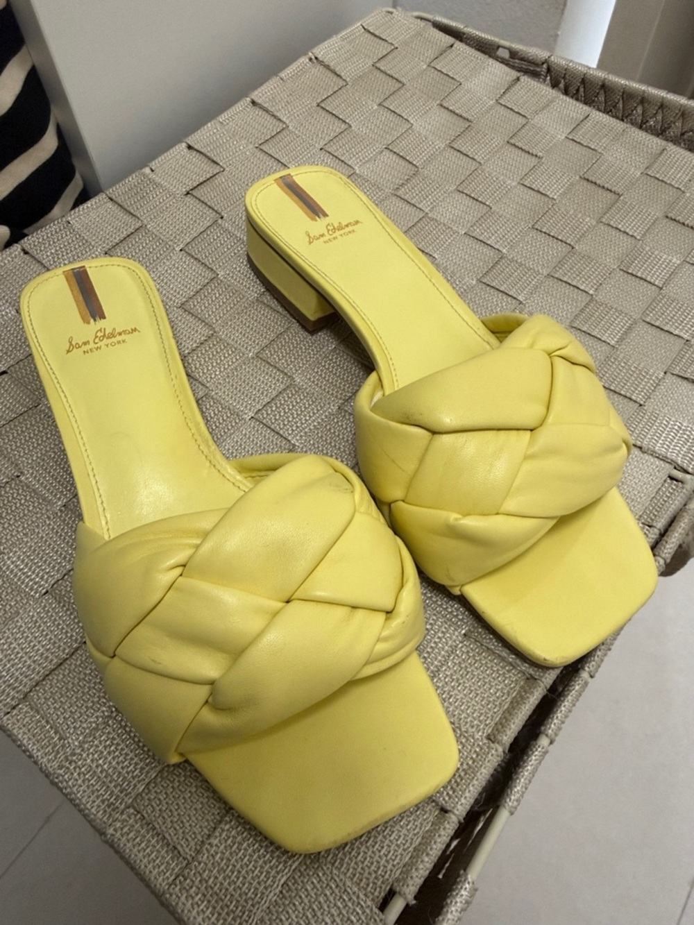 Sam Edelman Lemon Braided Leather Slide Heels